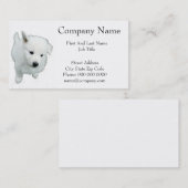 ふわふわの白い子犬の写真 名刺 (正面/裏面)