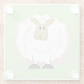 ふわふわの白い羊 ガラスコースター (裏面)