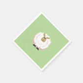 ふわふわの白い羊 スタンダードカクテルナプキン (角)