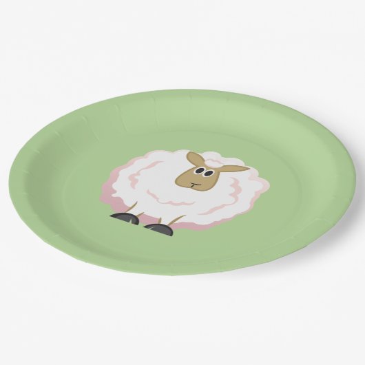 ふわふわの白い羊 ペーパープレート (アングル)