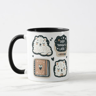 ふわふわの白い羊 – "深いの考え後"かわいい マグカップ