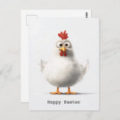 ふわふわの白い羽毛で愛らしいマンガチキン ポストカード (正面/裏面)