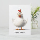 ふわふわの白い羽毛で愛らしいマンガチキン 招待状 (スタンド正面)