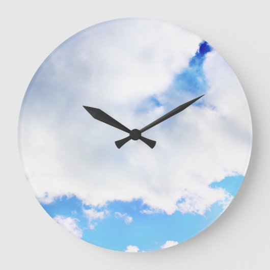 ふわふわの白い雲と青い空 ラージ壁時計 (正面)