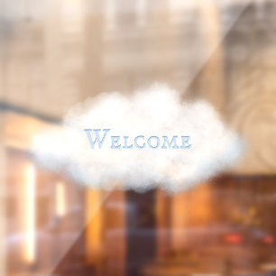 ふわふわの白い雲No.2のおとぎ話にカスタムワード ウィンドウサイン