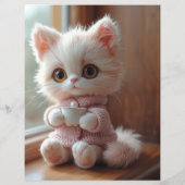 ふわふわの白と淡いピンクの猫のスクラップブック用紙 (裏面)