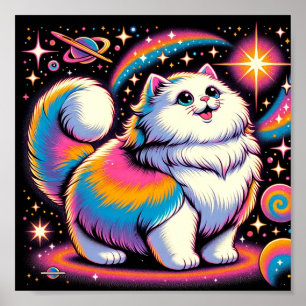 ふわふわの白猫宇宙 ポスター