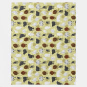 ふわふわの羊と子羊のパターン フリースブランケット (正面)