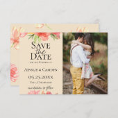 ふわふわの花の写真 セーブ・ザ・デート 案内状 (正面/裏面)
