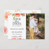 ふわふわの花の写真 セーブ・ザ・デート 案内状 (正面/裏面)