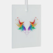 ふわふわの虹色の羽 ガラスオーナメント (正面右)