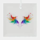 ふわふわの虹色の羽 ガラスオーナメント (裏面)