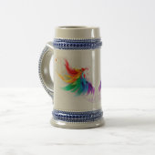 ふわふわの虹色の羽 ビールジョッキ (正面左)