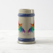 ふわふわの虹色の羽 ビールジョッキ (中央)