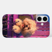 ふわふわの遊び心のあるシーズー子犬、紫色の椅子にいる犬 Case-Mate iPhoneケース (裏面 (横))