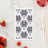 ふわふわの長毛灰色と白いタキシード猫 (インサイチュ)