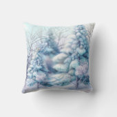 ふわふわの雪に覆われた独自の木を作成 クッション (裏面)