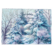 ふわふわの雪に覆われた独自の木を作成 ラージペーパーバッグ (裏面)