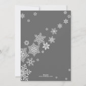 ふわふわの雪の結晶が舞う最初のクリスマスの休暇の写真 シーズンカード (裏面)