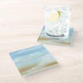 ふわふわの雲が広がる美しいスカイスケープ ガラスコースター (アングル)