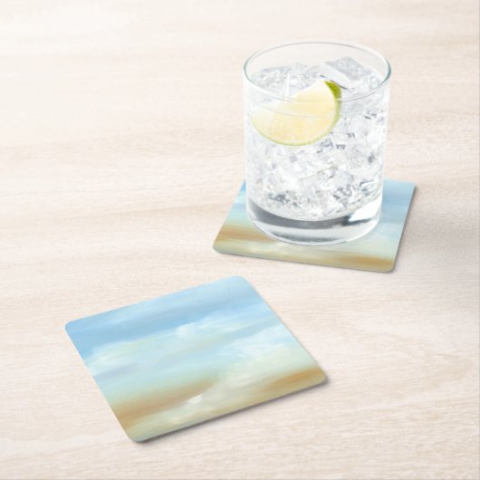 ふわふわの雲が広がる美しいスカイスケープ スクエアペーパーコースター (インサイチュ)