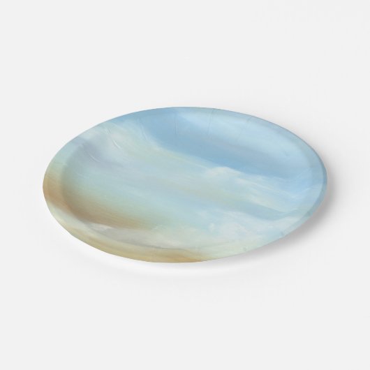 ふわふわの雲が広がる美しいスカイスケープ ペーパープレート (アングル)