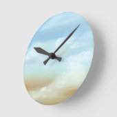 ふわふわの雲が広がる美しいスカイスケープ ラウンド壁時計 (傾斜)