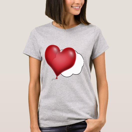 ふわふわの雲とハートバルーン Tシャツ (正面)