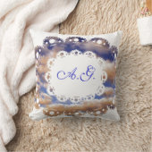 ふわふわの雲とモノグラム枕 クッション (ブランケット)