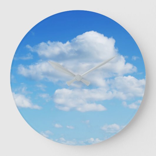 ふわふわの雲と青空 ラージ壁時計 (正面)