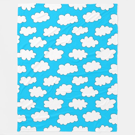 ふわふわの雲パターン フリースブランケット (正面)
