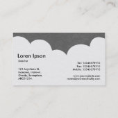 ふわふわの雲 – 黒い前面と濃い灰色の背面 名刺 (裏面)