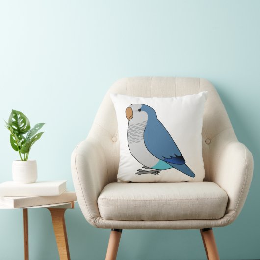 ふわふわの青いクエーカーオウムのスケッチ クッション (椅子)
