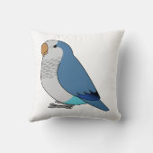 ふわふわの青いクエーカーオウムのスケッチ クッション (裏面)