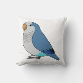 ふわふわの青いクエーカーオウムのスケッチ クッション (正面)
