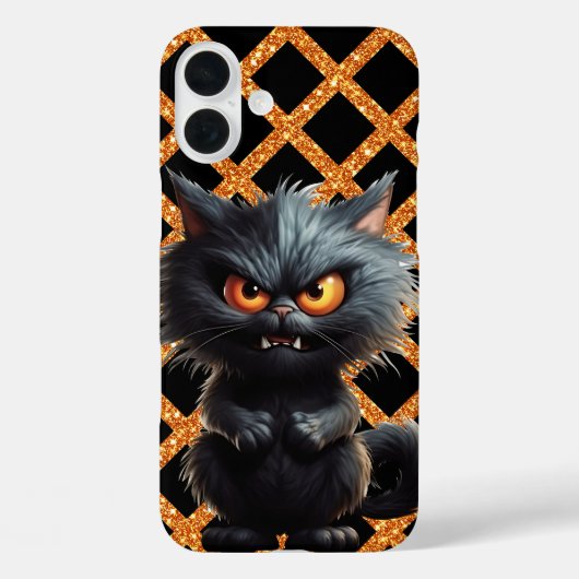 ふわふわの黒怒ハロウィン猫 Case-Mate iPhoneケース (裏面)