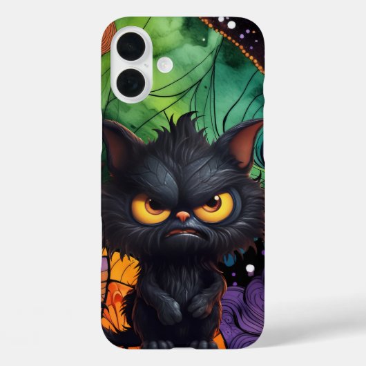 ふわふわの黒怒ハロウィン猫 Case-Mate iPhoneケース (裏面)
