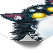 ふわふわの黒猫ポートレート絵画ズ ポスター (角)