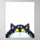 ふわふわの黒猫ポートレート絵画ズ ポスター (正面)