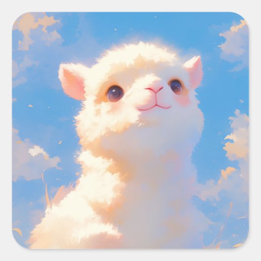 ふわふわアルパカワンダー スクエアシール (正面)