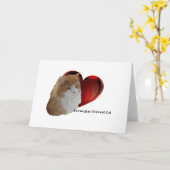 ふわふわオレンジのノルウェー長毛の森猫ハート カード (黄色い花)