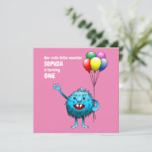 ふわふわカワイモンスター誕生日招待状 招待状 (スタンド正面)