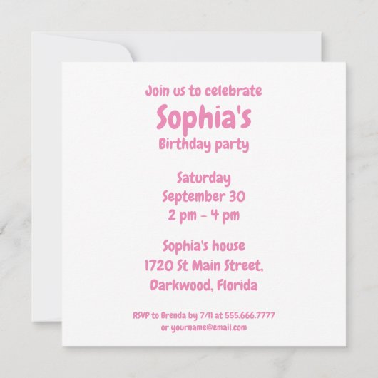 ふわふわカワイモンスター誕生日招待状 招待状 (裏面)