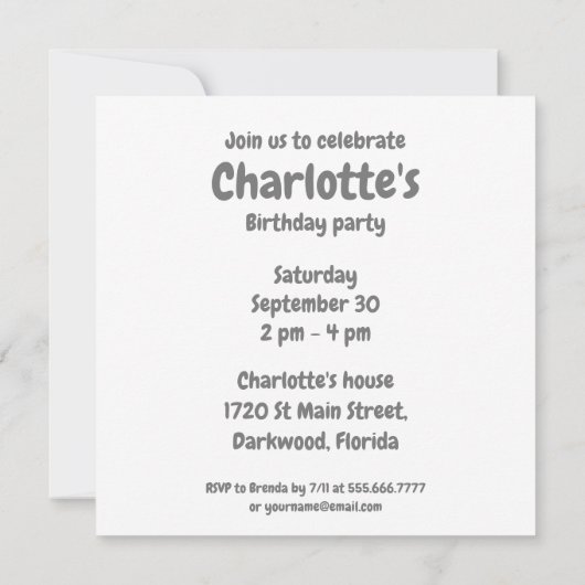 ふわふわカワイモンスター誕生日招待状 招待状 (裏面)