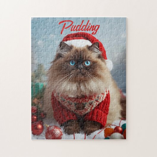 ふわふわクリスマスラグドール猫 オーダーメイド ジグソーパズル (縦)