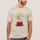 ふわふわクリスマス子猫サンタ帽子Tシャツ Tシャツ (正面)