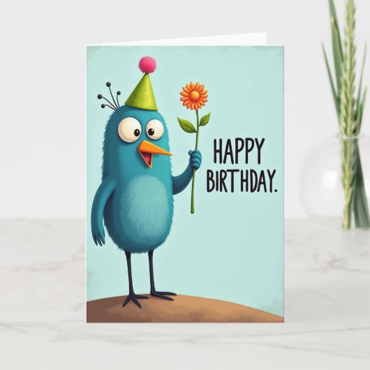ふわふわクリーチャーのお誕生日カード カード (正面)