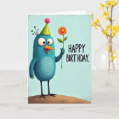 ふわふわクリーチャーのお誕生日カード カード (黄色い花)