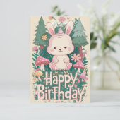 ふわふわグリーティングバニーデジタル誕生日 カード (スタンド正面)