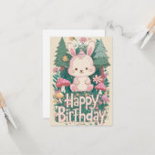 ふわふわグリーティングバニーデジタル誕生日 カード (正面/裏面インサイチュ)